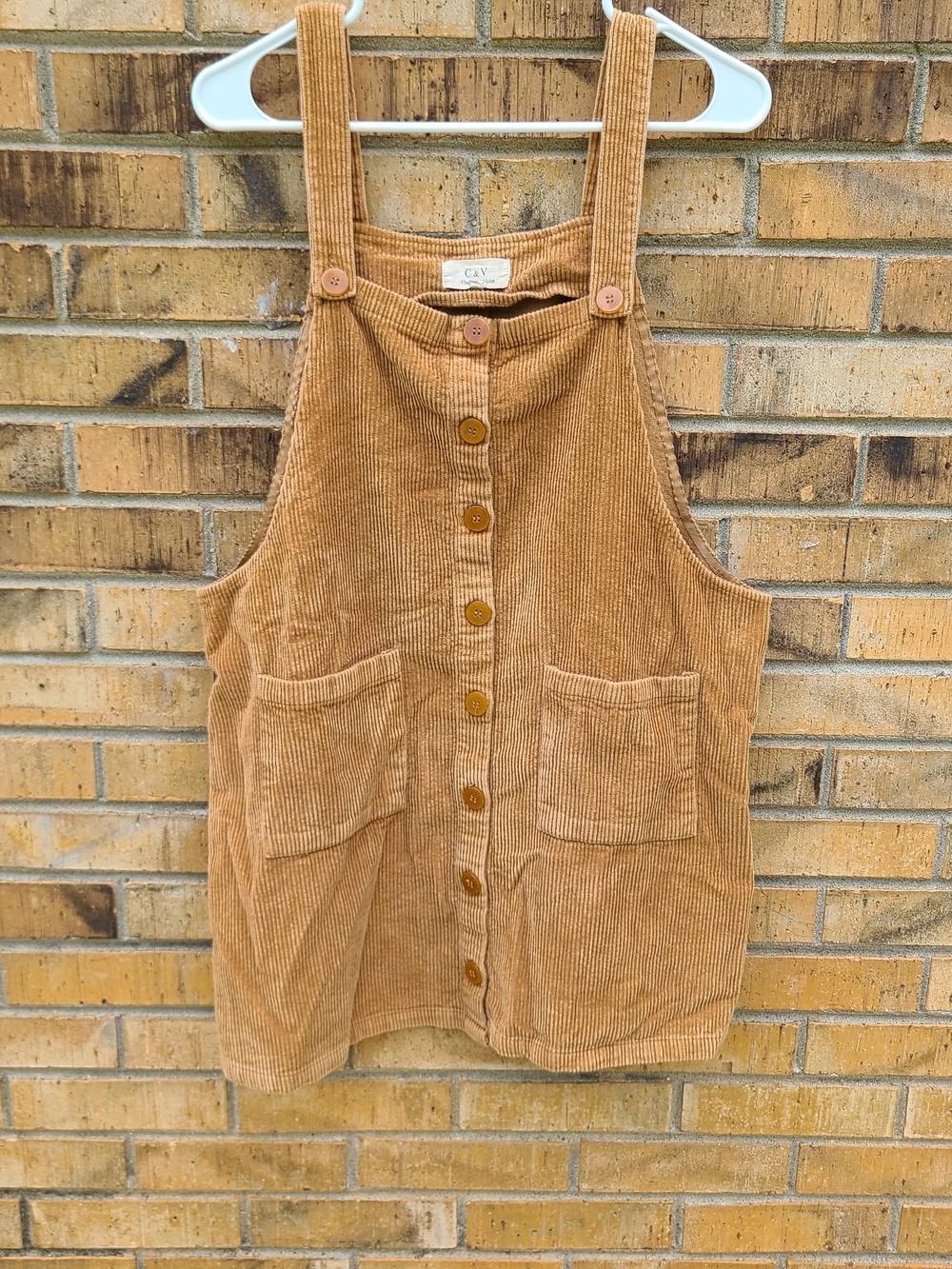 Chelsea & Violet Corduroy Overall Tank Top Brown Button Front Size Large